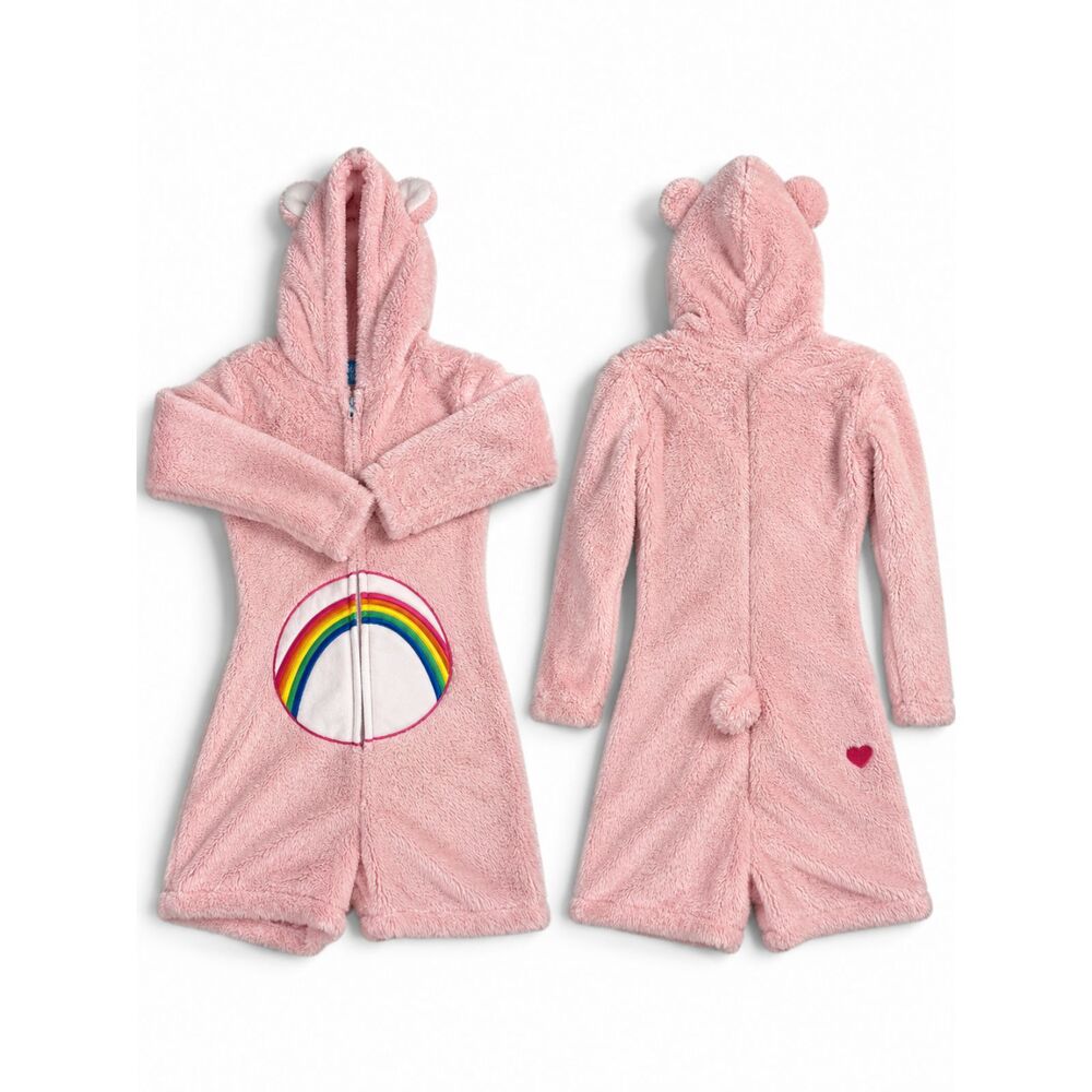 Care Bears Cheer Bear Women’s Adult Medium Pink Plush Costume Onesie Hooded